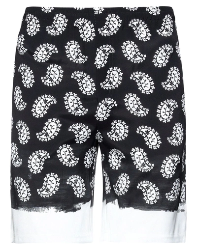 Msgm Paisley-print Knee-length Shorts In Black