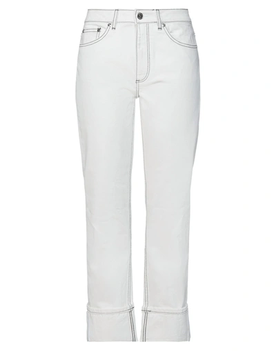 Shop Burberry Woman Denim Pants White Size 21 Cotton