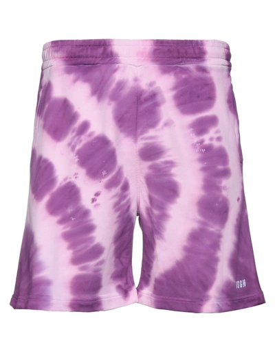 Msgm Mens Violet Bermuda Shorts In Pink