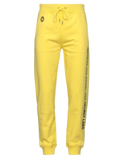 Shop Helmut Lang Man Pants Yellow Size Xs Cotton, Elastane
