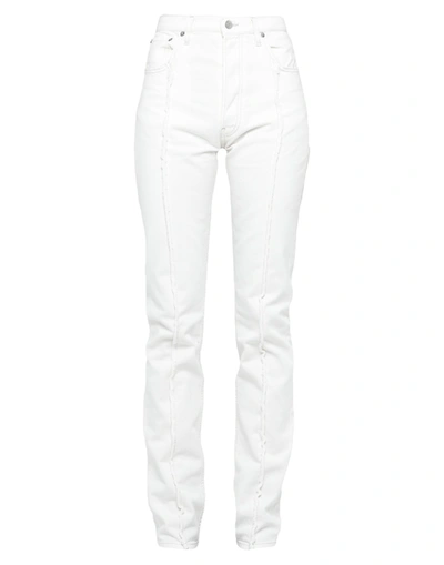 Shop Maison Margiela Woman Jeans White Size 8 Cotton