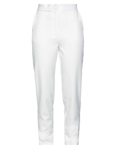 Shop Actualee Woman Pants White Size 6 Polyester, Elastane