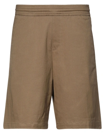 Shop Neil Barrett Man Shorts & Bermuda Shorts Military Green Size 30 Cotton, Elastane
