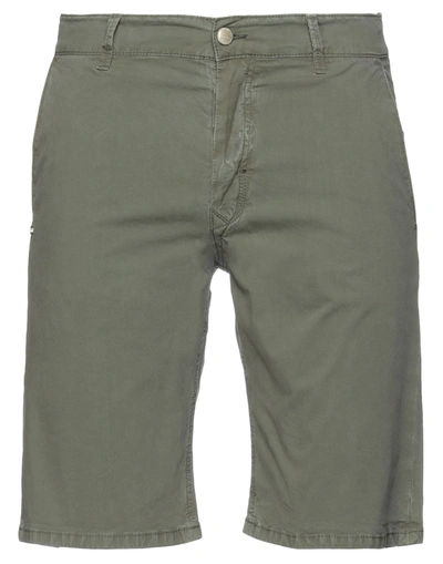 Shop Grey Daniele Alessandrini Man Shorts & Bermuda Shorts Military Green Size 28 Cotton, Elastane