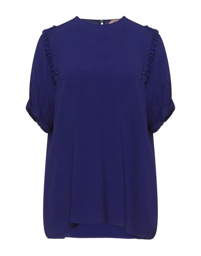 Shop Ndegree21 Woman Blouse Purple Size 12 Acetate, Silk
