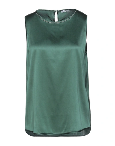 Shop Peserico Woman Top Green Size 4 Silk, Elastane