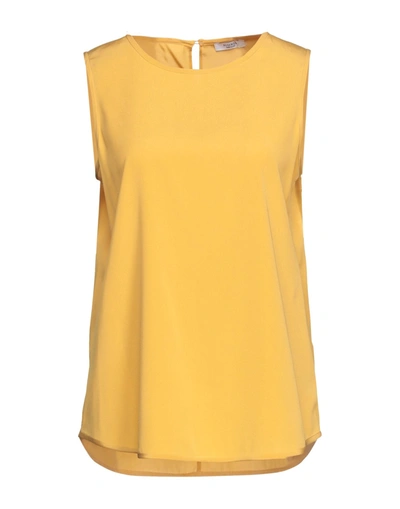 Shop Peserico Woman Top Ocher Size 6 Silk, Elastane In Yellow