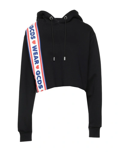 Shop Gcds Woman Sweatshirt Black Size Xl Cotton