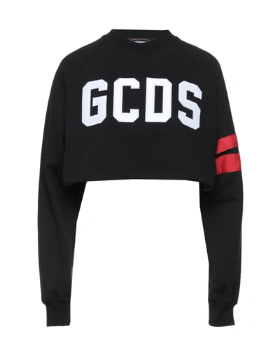 Shop Gcds Woman Sweatshirt Black Size L Cotton