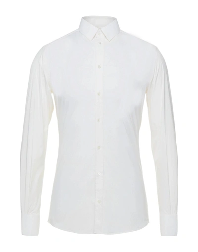 Shop Dolce & Gabbana Man Shirt Ivory Size 17 Cotton, Polyamide, Elastane In White