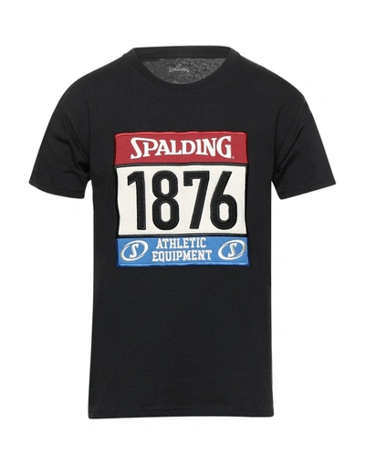 Shop Spalding Man T-shirt Black Size Xl Cotton, Polyester