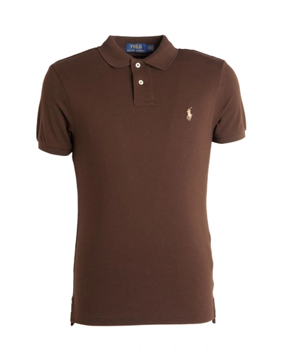 Shop Polo Ralph Lauren Polo Shirts In Dark Brown