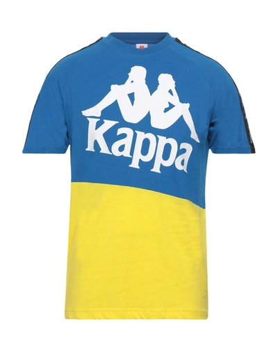 Shop Kappa Man T-shirt Azure Size M Cotton In Blue