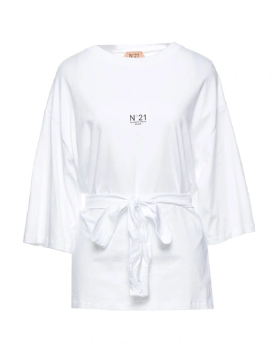 Shop Ndegree21 Woman T-shirt White Size 6 Cotton