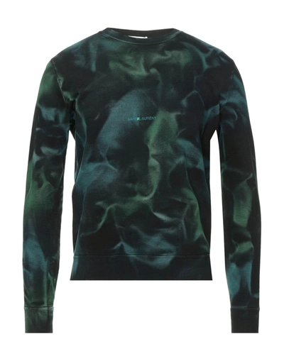 Shop Saint Laurent Man Sweatshirt Green Size Xl Cotton, Elastane