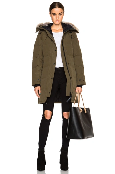 Shop Canada Goose Shelburne Parka With Coyote Fur In Military Green