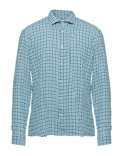 Shop Drumohr Man Shirt Blue Size L Linen