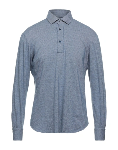 Shop Emanuele Maffeis Polo Shirts In Slate Blue