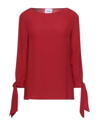 Shop Dondup Woman Top Red Size 2 Acetate, Silk