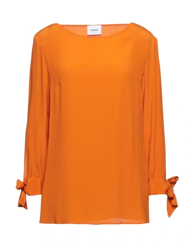 Shop Dondup Woman Top Orange Size 2 Acetate, Silk