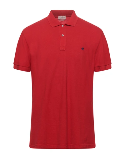 Shop Brooksfield Man Polo Shirt Coral Size 48 Cotton In Red