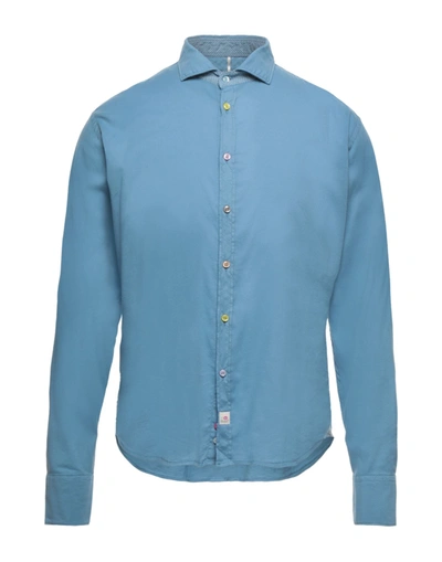 Shop Panama Man Shirt Pastel Blue Size S Cotton, Elastane