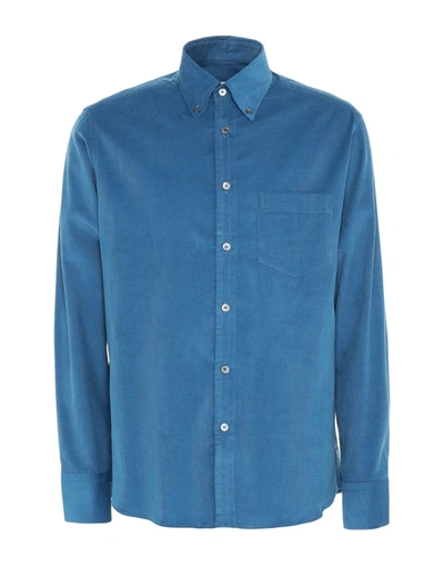 Shop Dunhill Man Shirt Azure Size Xxl Cotton In Blue