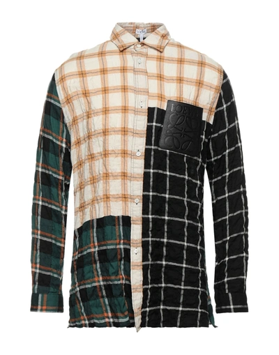 Shop Loewe Man Shirt Black Size 15 ¾ Modal, Cotton, Polyester, Calfskin