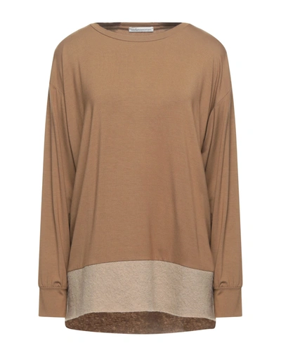 Shop Stefano Mortari Woman T-shirt Khaki Size 10 Viscose, Elastane, Wool In Beige