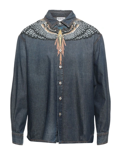 Shop Marcelo Burlon County Of Milan Marcelo Burlon Man Denim Shirt Blue Size L Cotton