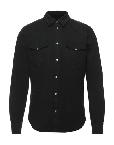 Shop Alexander Mcqueen Man Denim Shirt Black Size 38 Cotton, Polyester