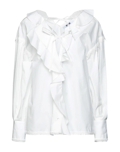 Shop Msgm Woman Shirt White Size 6 Cotton
