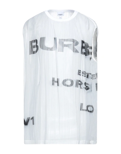 Shop Burberry Woman Top White Size L Polyester, Cotton, Elastane