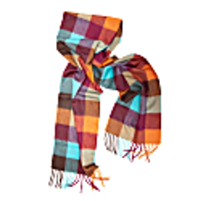Kinalba Oban Rich Autumn Block Cashmere Scarf In Cashmere