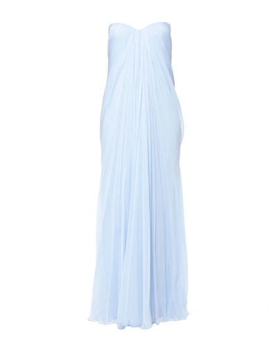 Shop Alexander Mcqueen Long Dresses In Sky Blue