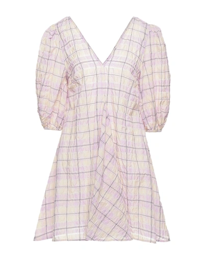 Shop Ganni Woman Mini Dress Beige Size 8/10 Organic Cotton, Recycled Polyester, Polyamide