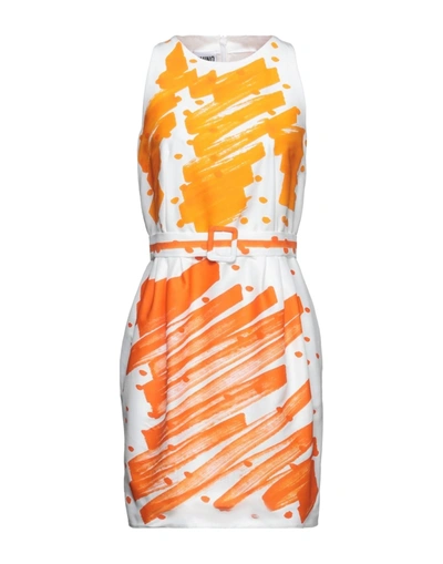 Shop Moschino Woman Mini Dress Orange Size 8 Cotton, Silk