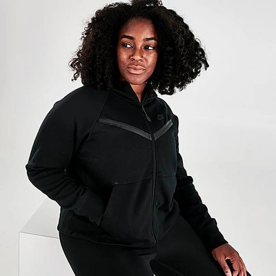 Shop Nike Women's Sportswear Tech Fleece Windrunner Full-zip Hoodie (plus Size) In Black/black