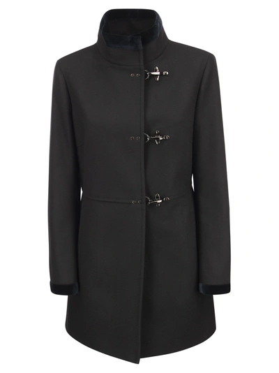 Fay Collar Sleeve Length Trim Coat In Black