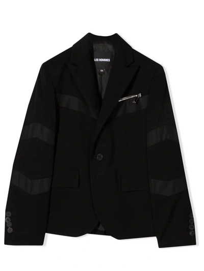 Shop Les Hommes Blazer With Inserts In Black