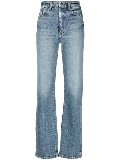 Shop Khaite The Danielle Stretch High-rise Jeans In Blue