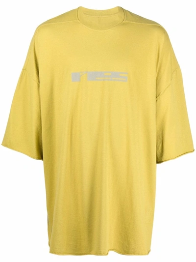 Shop Rick Owens Drkshdw Oversized Logo-print T-shirt In Gelb