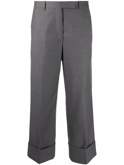 Shop Thom Browne Cuffed-hem Cropped Trousers In Grau