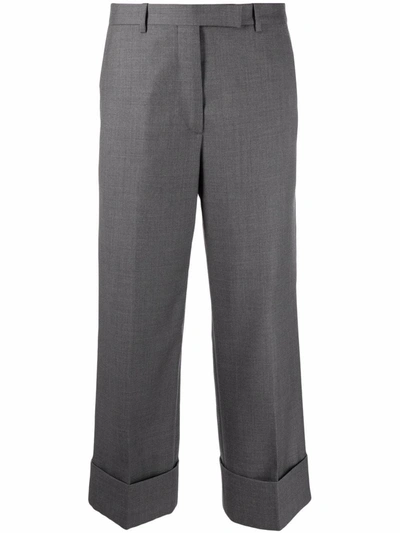 Thom Browne Wool-cashmere Blend Cropped Sack Trouser In Grau