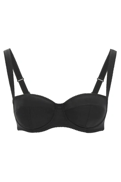 Shop Dolce & Gabbana Satin Balconette Bra In Black