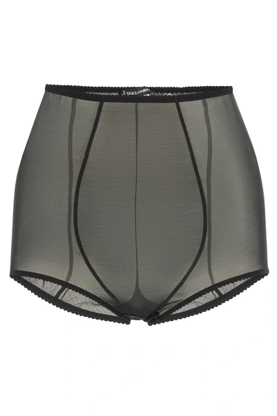 Shop Dolce & Gabbana High Waisted Tulle Panties In Black