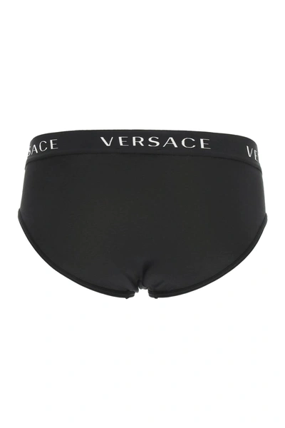 Shop Versace Tri-pack Underwear Low Briefs In Black