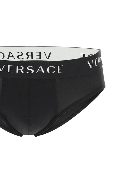 Shop Versace Tri-pack Underwear Low Briefs In Black