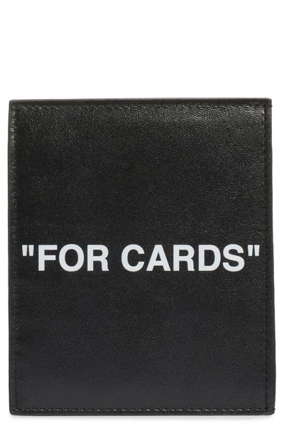 Shop Off-white Quote Leather Card Holder In Black White