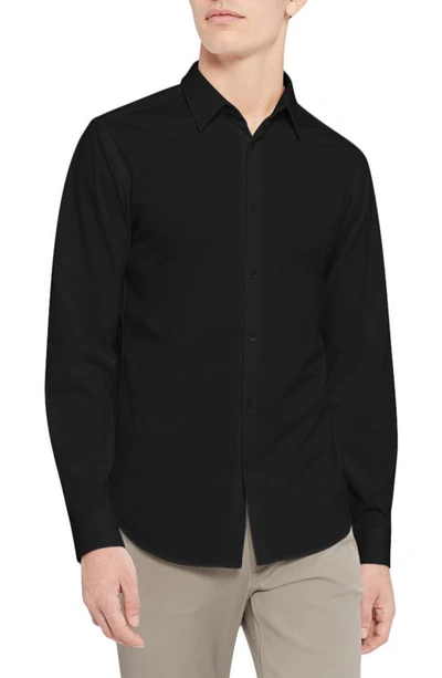 Shop Theory Sylvain Nd Structure Knit Button-up Shirt In Black